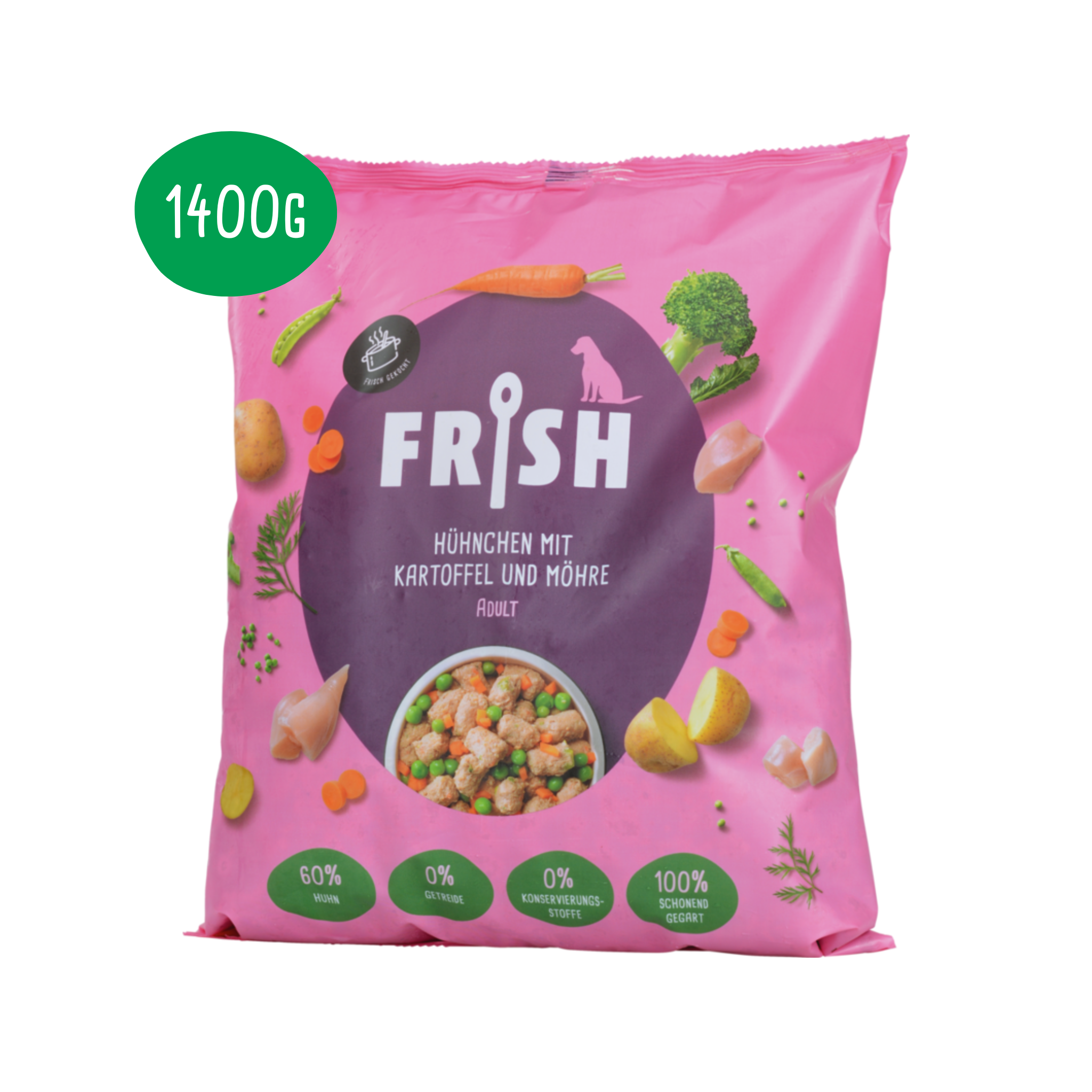 FRISH Hundefutter: Hühnchen mit Kartoffel und Möhre in 1400g 